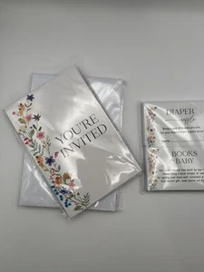 2  Sets Baby Shower Invitations Boho 25 Cards + Envelopes +Diaper & Book Cards - Picture 1 of 7