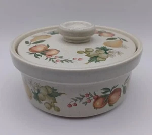 Cuenco de madera de cuña vintage con tapa, patrón "Membrillo", hecho en Inglaterra - Imagen 1 de 7