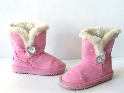 PIPER Pink Rhinestones Fleece lined Toddler Girls Winter Boots size 6 FREE SHIPP - Image 1 of 4