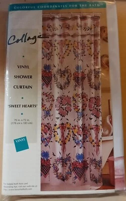 Cortina de Ducha Vintage Muelles Baño Moda Vinilo Dulces Corazones Flores 70"x72" Foto 1 de 4