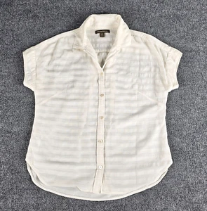 Tommy Bahama Women's Small Subtle Stripe Cotton Button Collar Short Sleeve Shirt - Picture 1 of 14