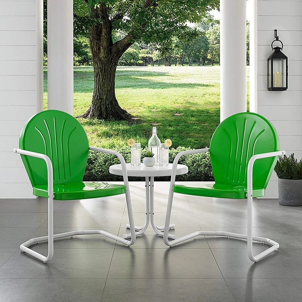 NEW 3 PC Green Patio Set Metal Retro 50s Style Outdoor Lawn Porch  Furniture - Image 1 of 4