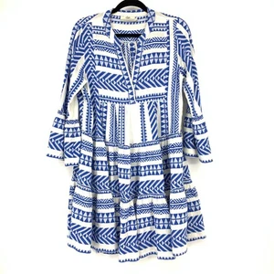 Devotion Twins Ella Tunika Kleid Damen Größe Small Blau Creme Geometrisches Muster - Bild 1 von 6