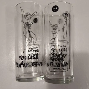 Topless Tomboy Club Bundle lotto di 8 Miami FL set vetro trasparente tette da bar 6" - Foto 1 di 6