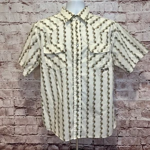 No Fear Herren White Pear Snap Retro Vintage Western Floral Print Y2K Shirt M - Bild 1 von 6