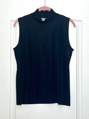 Top sin mangas tejido ajustado elástico negro Kathy Ireland de colección talla XL cuello falso Foto 1 de 4