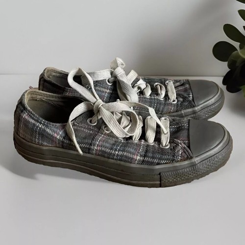 Scarpe da ginnastica basse Converse Chuck Taylor All Stars grigio rosa blu a quadri taglia UK 4 5