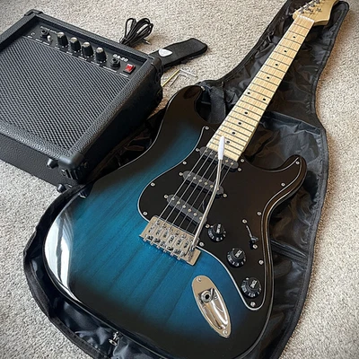 Blue Electric Guitar Starter Package with 20-Watt Amp and Accessories Full-Size - Image 1 of 4
