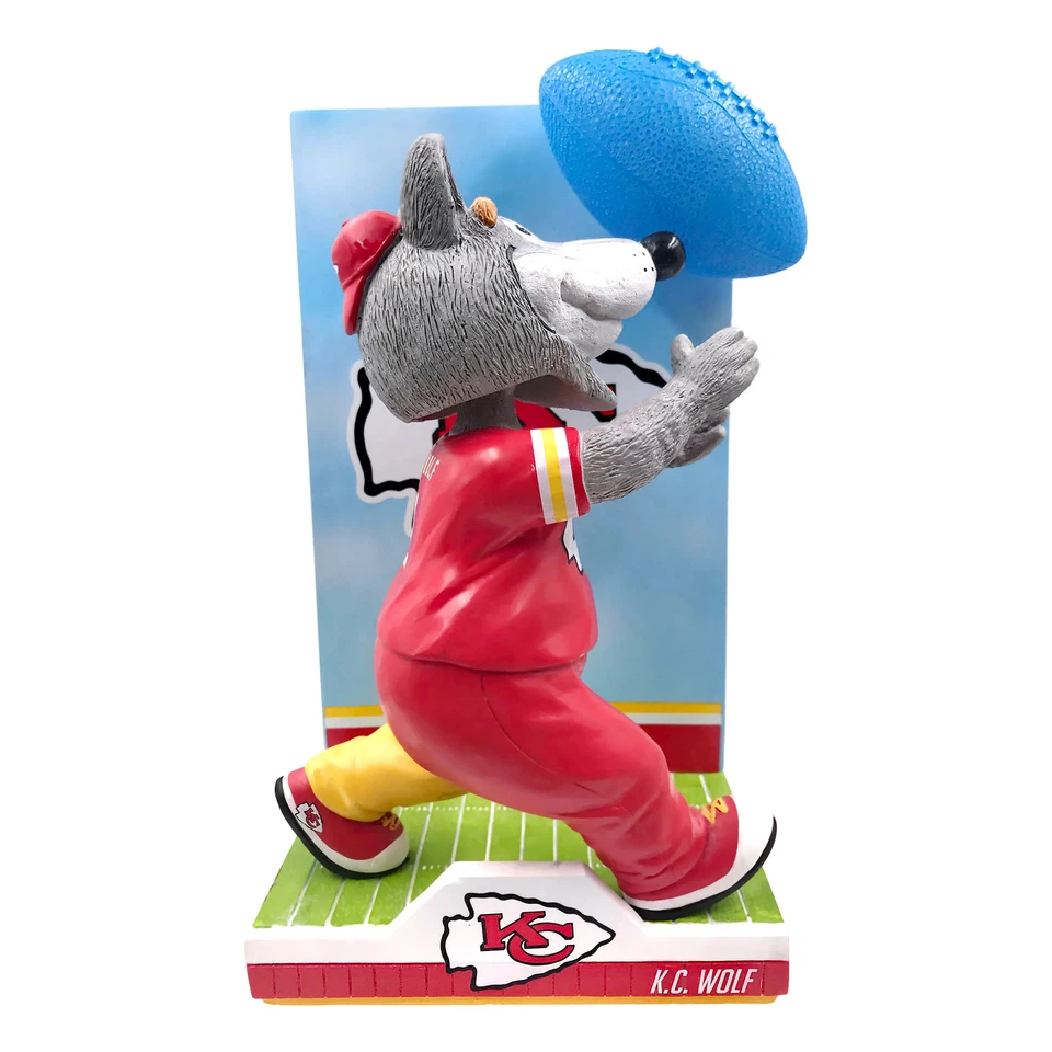 Талисман KC Wolf Kansas City Chiefs светящийся мяч качающаяся голова NFL - Изображение 1 из 1