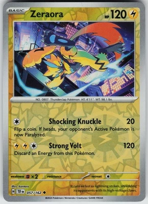 Pokemon Zeraora 057/162 SV05: Temporal Forces NM Reverse Holo card - Image 1 of 2