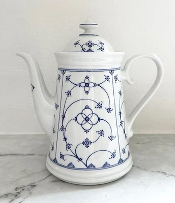 Form Marienbad Ingres Weiss Vintage Kaffeekanne Indisch Blau Strohblume - Bild 1 von 2