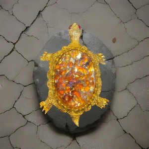 Vintage 11th CO Textured Rhinestone Turtle Signed Brooch 1960 - Picture 1 of 5