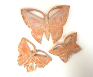 SCHMETTERLING Mosaikfliesen, Handarbeit Keramikkunst Wanddeko, korallenrosa Fliesen, 3er Set - Bild 1 von 6