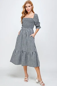 If She Loves Label | Venice Gingham Midi Dress - Picture 1 of 10