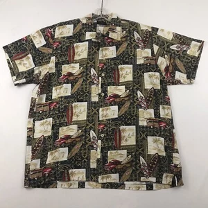 Fins Hawaiian Mens Shirt Floral Surfboards See Measurements Multicolor - Picture 1 of 10