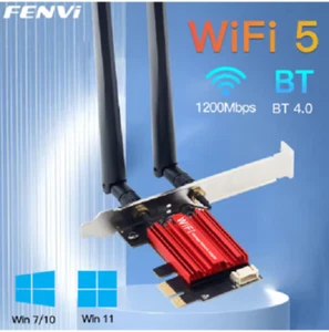 AC1200 WIFI 5 PCI-E Wireless Adapter Desktop PC Internal Card 802.11AC+Bluetooth - Picture 1 of 4