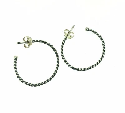 Vintage Authentic Pandora Retired Hoop Earrings 925 Sterling 290651 - Image 1 of 3