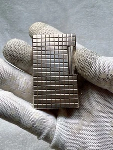 S.T. Dupont Vintage Linge 1 Large Silver Plated Gas Lighter No Box - Working - Picture 1 of 13