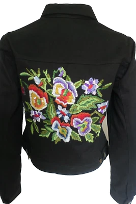 Цветочная вышитая черная джинсовая ткань водитель грузовика Newport News Jeanology 4 - Изображение 1 из 4