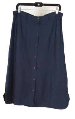 Tahari Arthur S Levine Women’s Skirt 12 Navy Blue A Line Button Up Pockets Lined - Image 1 of 4