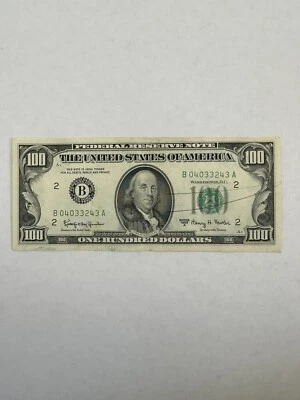 1963 A $100 Old Used U.S. Currency Serial Number # B04033243A - Image 1 of 4