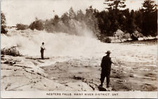 Nesters Falls Rainy River District Ontario ON Fishermen c1927 RPPC Postcard F35