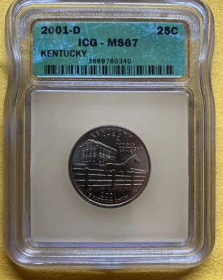 2001 D Kentucky  State Quarter ICG MS67 - Uncirculated Coin - Image 1 of 2