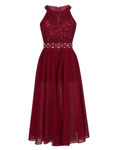 Flower Girls Dress Rhinestone Maxi Romper Dresses Wedding Bridesmaid Prom Gown - Picture 1 of 95