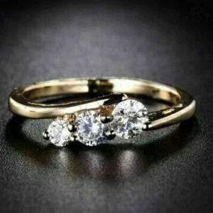 2.20ct Round Cut Real Old Mine Moissanite Certified Ring 14K Yellow Gold Plated - Picture 1 of 18