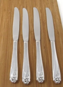 1847 Rogers Bros Daffodil Silverplate Dinner Knives Set of 4 Lot VG Floral - Picture 1 of 6