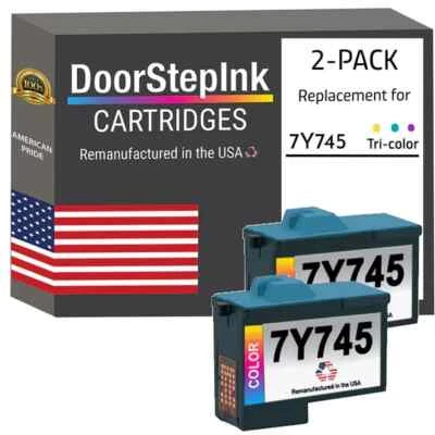 DoorStepInk Compatible Ink Cartridges for Dell 7Y745 Series 2 CLR Twin Pack-USA - Image 1 of 4