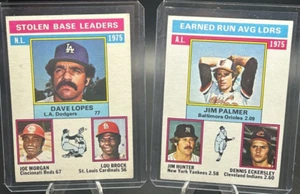 (2) 1976 Topps League Leaders SB Lopes/Morgan/Brock ERA Palmer/Hunter/Eckersley - Picture 1 of 5