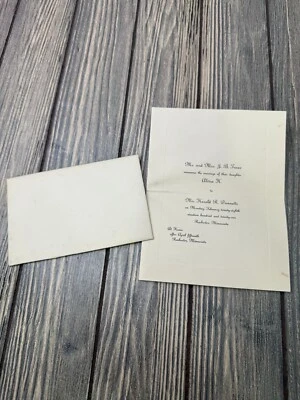 Invitación de boda y sobre de colección 1921 Alvira Truax Harold Dunette Minnesota Foto 1 de 4