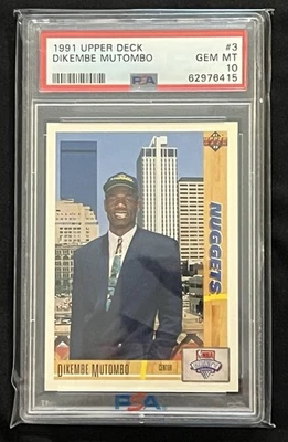 Dikembe Mutombo Rookie • 1991-92 Upper Deck #3 PSA 10 GEMA COMO NUEVO NBA Nuggets Salón de la fama Foto 1 de 2