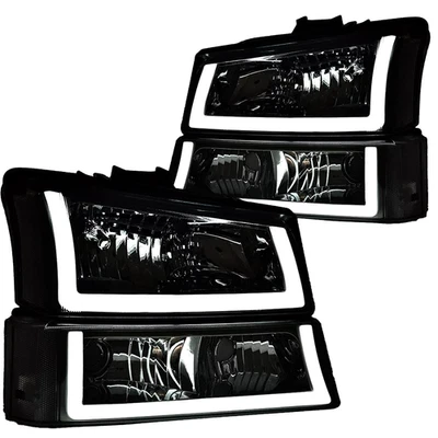 一对适用于 2003 - 2006 雪佛兰索罗德 1500 - 3500 车头灯前照灯带 LED DRL L&R — 第 1/4 张图片