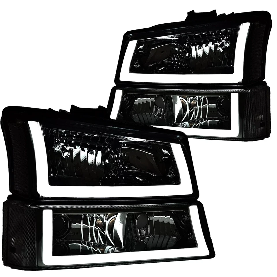 Pair For 2003-2006 Chevy Silverado 1500-3500 Headlights Headlamps w/ LED DRL L&R Foto 1 de 4