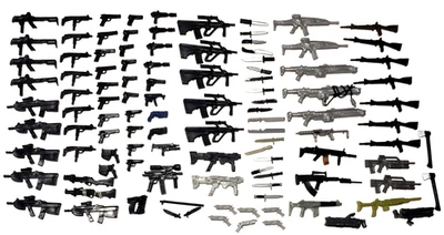 GI JOE 25TH RISE OF COBRA WEAPONS LOT RIFLES PISTOLS UZIS KNIVES 100+ PIECES - Image 1 of 4