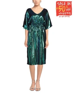 RRP€385 EMMA & GAIA Midi Dress IT42 US6 UK10 M Tie Neck Elasticated Waist - Picture 1 of 5
