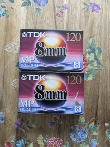 LOT of 2 - TDK 8mm MP Premium 120 Minute Blank Video Cassette Tape P6-120MP NEW - Picture 1 of 2