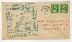 WW1 RELATED Patriotic 1932 VFW VETERANS FOREIGN WARS ENCAMPMENT FLORIDA - Picture 1 of 2
