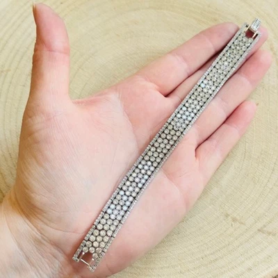 Pulsera tenis cristal joya multi fila chapada en rodio eslabón eslabón gama alta 6,5" Foto 1 de 4