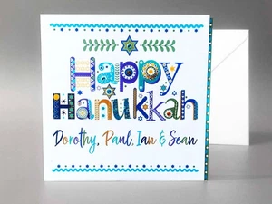 Personalised Happy Hanukkah Card | Handmade Jewish Festival of Lights Greeting | - Picture 1 of 15