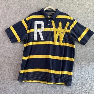Camisa Polo Rugby Vintage Rocawear RW Para Hombres 2XL Azul AMARILLO Rayas Y2K - Imagen 1 de 9