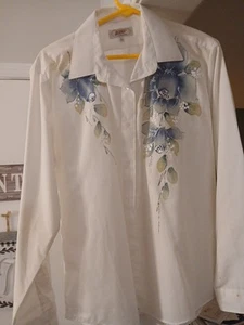 Apache Womens Western Wear Flower glitter Shirt L - Picture 1 of 6