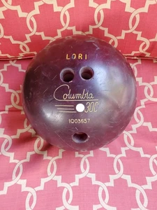 Vintage Columbia 300 White Dot Purple Maroon Swirl 12 lb Bowling Ball Drilled - Picture 1 of 5