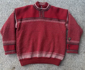 Vintage Dale of Norway Sport 100 % Wolle nordischer Pullover Fair Isle 1/4-Reißverschluss Herren XL - Bild 1 von 8