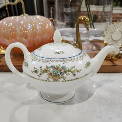 Wedgwood Bone China Made in England Petersham Teapot  6" Tall Floral Design  - Image 1 of 4