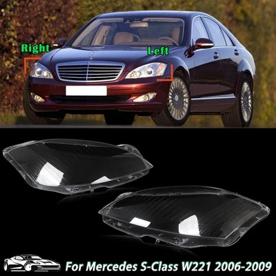 For Mercedes-Benz S-Class W221 2006-2009 LCI Pair Headlight Lens Lampshade Cover Foto 1 de 4