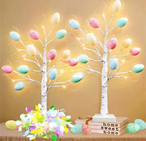 ✅ "2 Pack Easter Pre-Lit Birch Tree – 24 Inch, 24 LED, Battery Operated, Color C - Picture 1 of 3