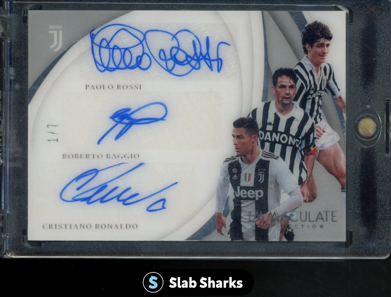2018 IMMACULATE CRISTIANO RONALDO PAOLO ROSSI ROBERTO BAGGIO TRIPLE AUTO 1/7